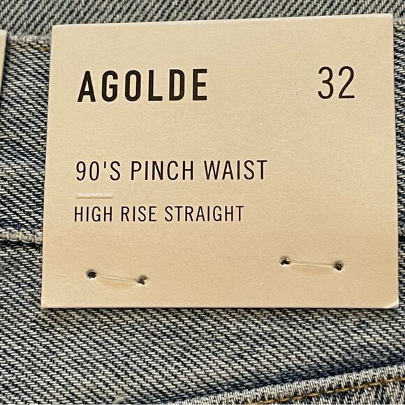 AGOLDE 90s Pinch Waist Flashback High Rise Straight Leg Light Wash 32 NWT - Picture 12 of 15